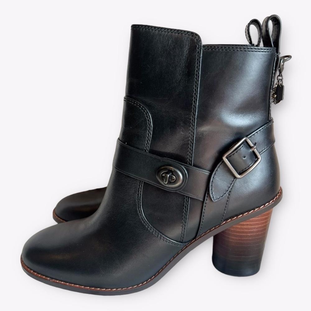 Coach Moto Bootie Heel Black Leather Women’s Size 8.5 - Picture 11 of 11